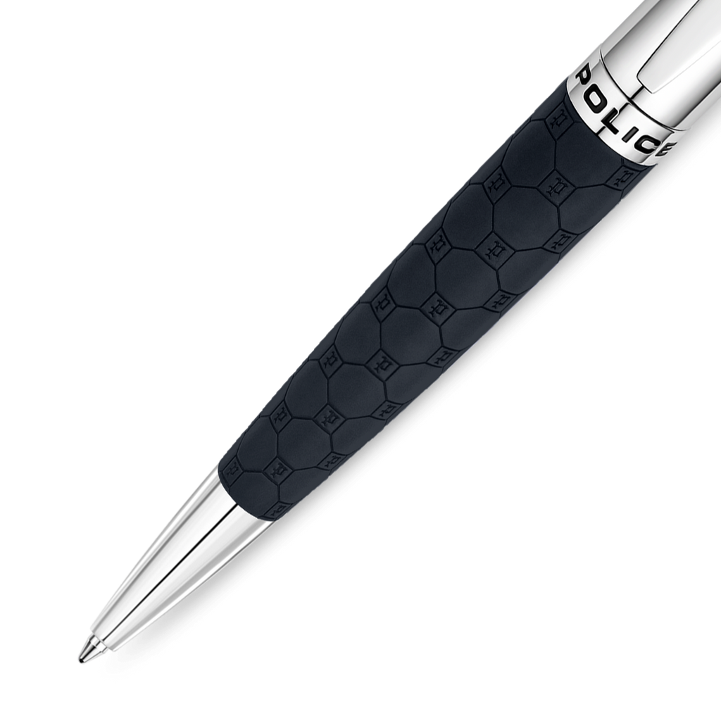 Police Cordia Silver & Blue Monogram Ballpoint Pen