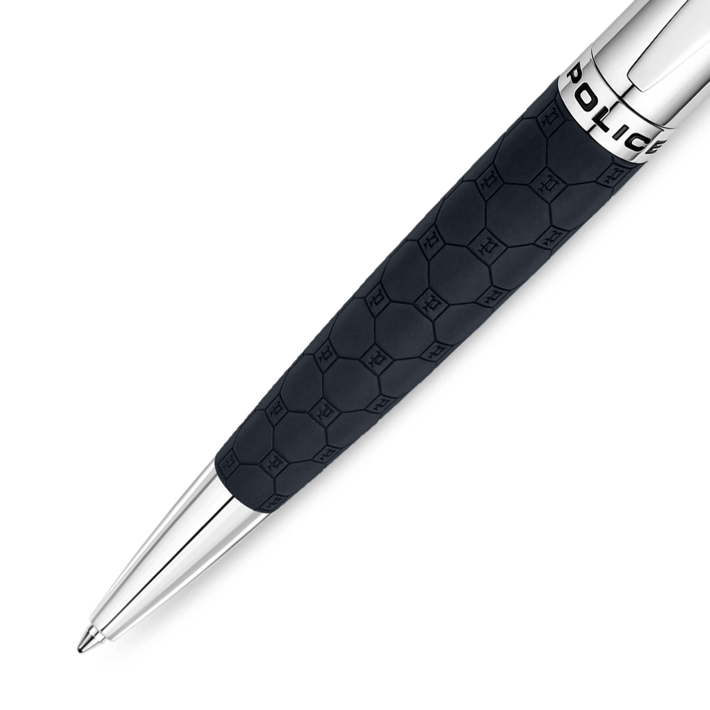 Police Cordia Silver & Blue Monogram Ballpoint Pen