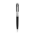 Police Meiryo Black Stainless Steel Textured Pen with Silver Trims, Blue Ink