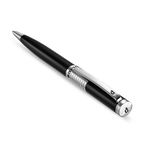 Police Meiryo Black Stainless Steel Textured Pen with Silver Trims, Blue Ink