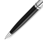 Police Meiryo Black Stainless Steel Textured Pen with Silver Trims, Blue Ink