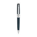 Police Serif 2 Blue Embossed Stainless Steel Pen with Silver Trim, Blue Ink