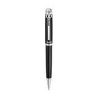 Police Aptos Black Stainless Steel Twisted Closure Pen with Silver Trims, Blue Ink
