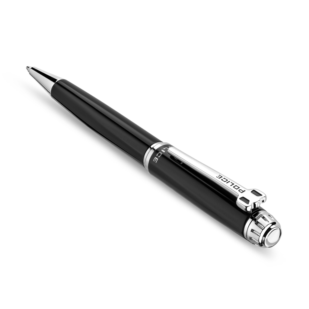 Police Aptos Black & Silver Ballpoint Pen