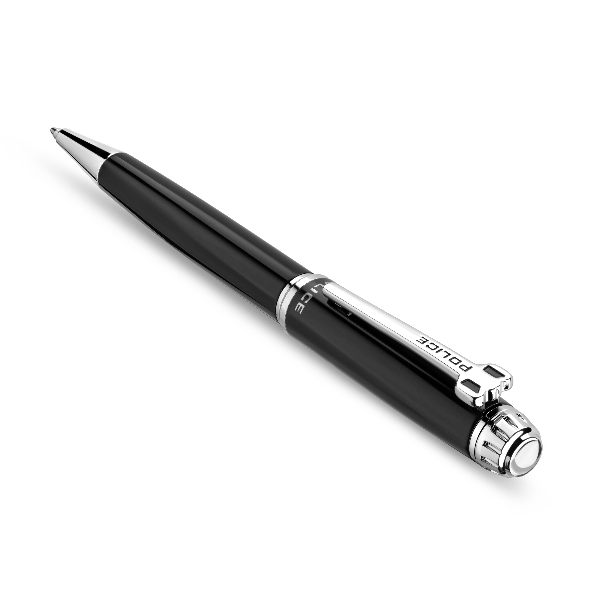 Police Aptos Black & Silver Ballpoint Pen
