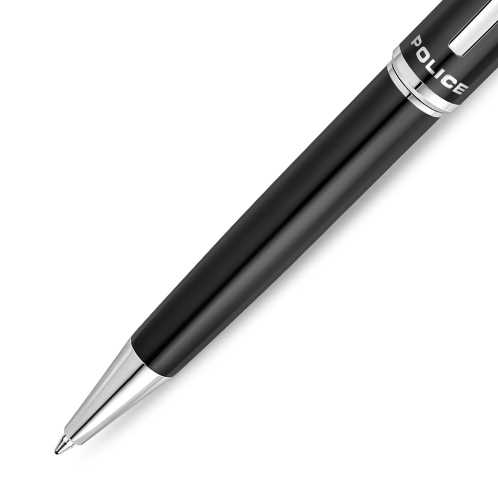 Police Aptos Black & Silver Ballpoint Pen