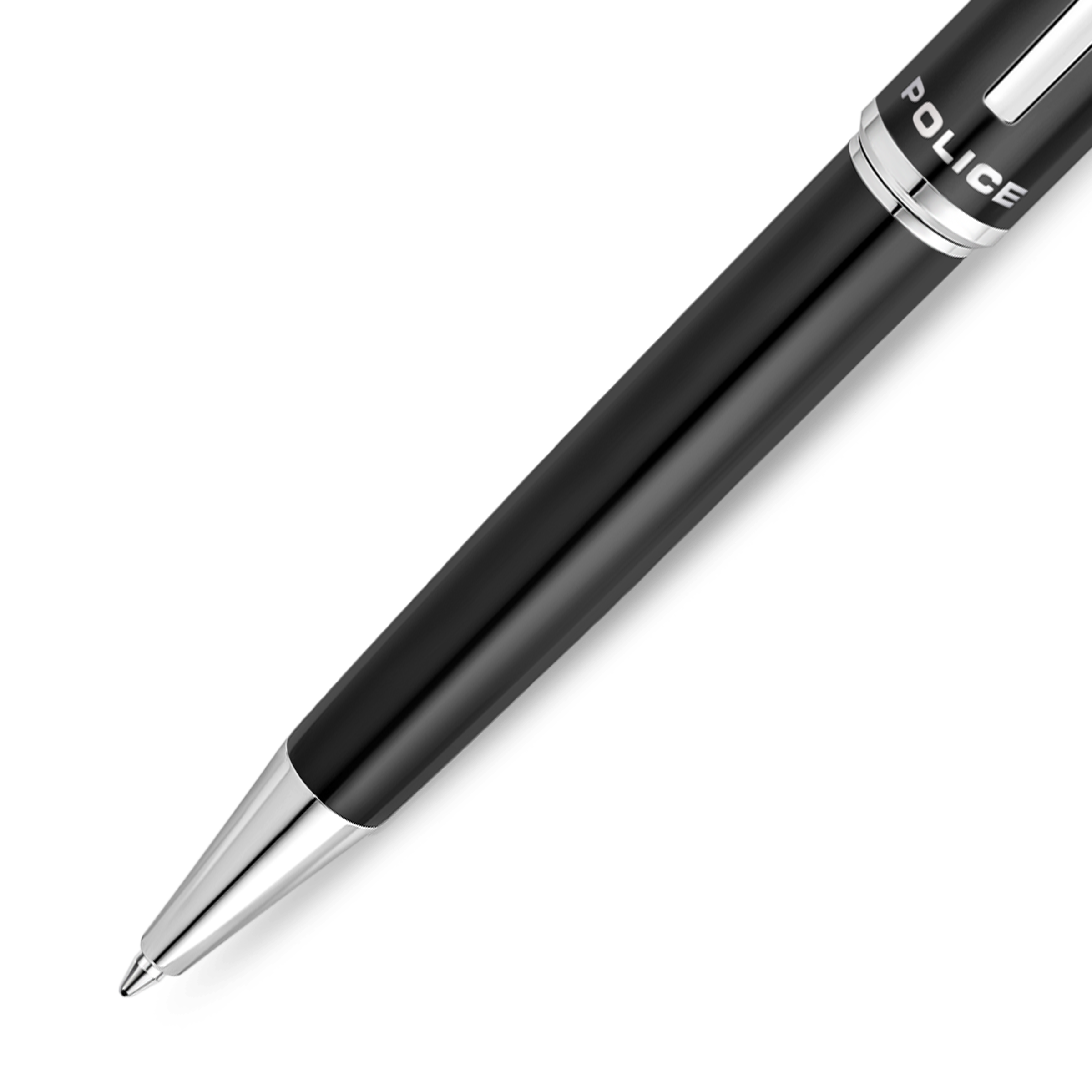 Police Aptos Black & Silver Ballpoint Pen