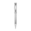 Silver-toned Police pen with a diagonal textured barrel, smooth cap, and a clip featuring the 'P' logo.