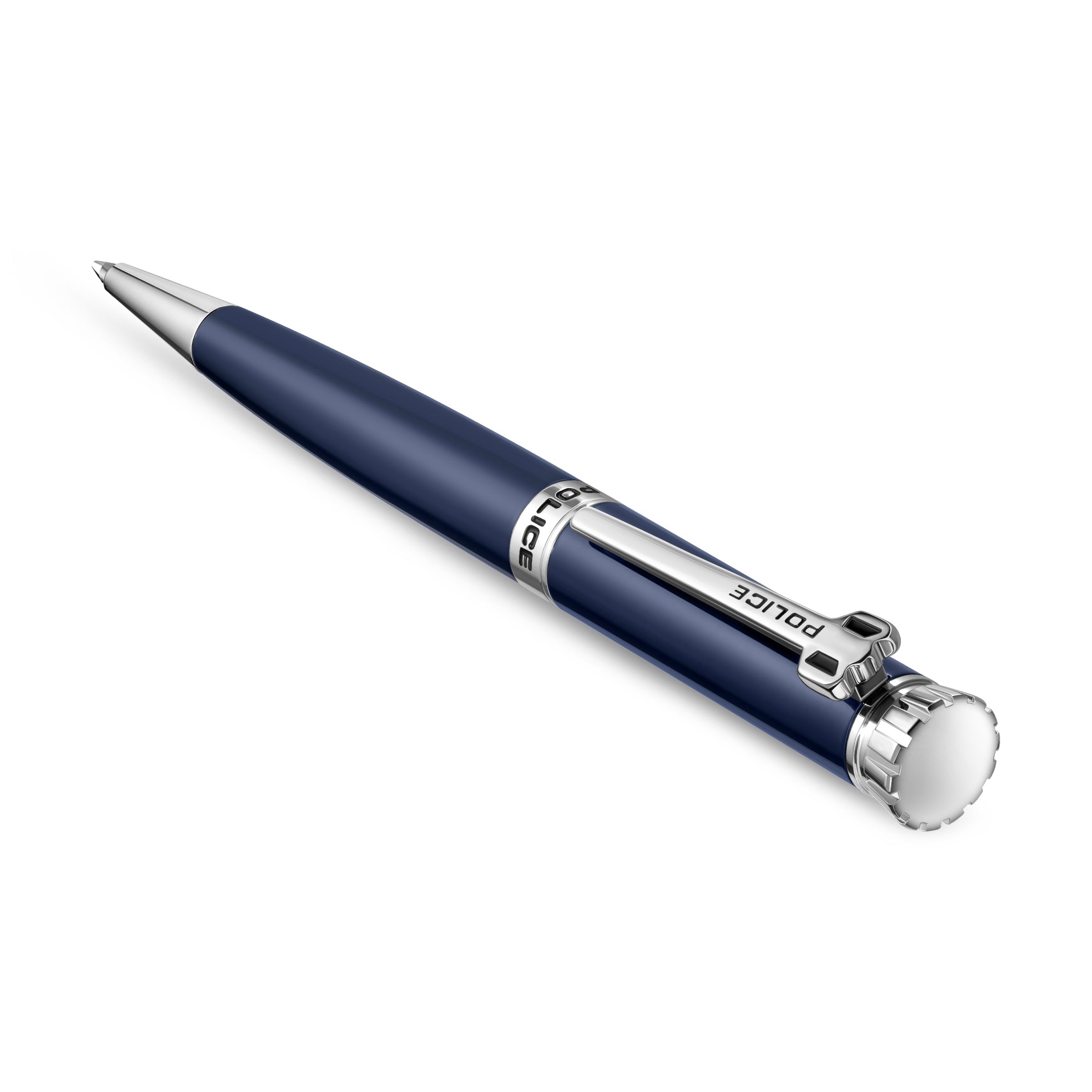 Police Gothic Pen Iconic P Monogram Crown Faceted Cap Black Finish Stainless Steel Secondary image