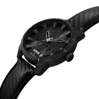 Police The Bat Gents Black Dial Black Leather Strap Watch