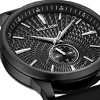 Police Black Dial Gunmetal Stainless Steel Watch Black Leather Strap