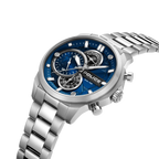 Police Men’s Dual Time Blue Dial Stainless Steel Bracelet Watch