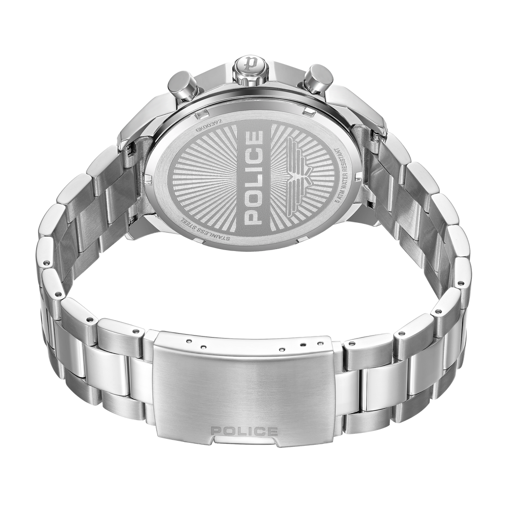 Police Men’s Dual Time Blue Dial Stainless Steel Bracelet Watch