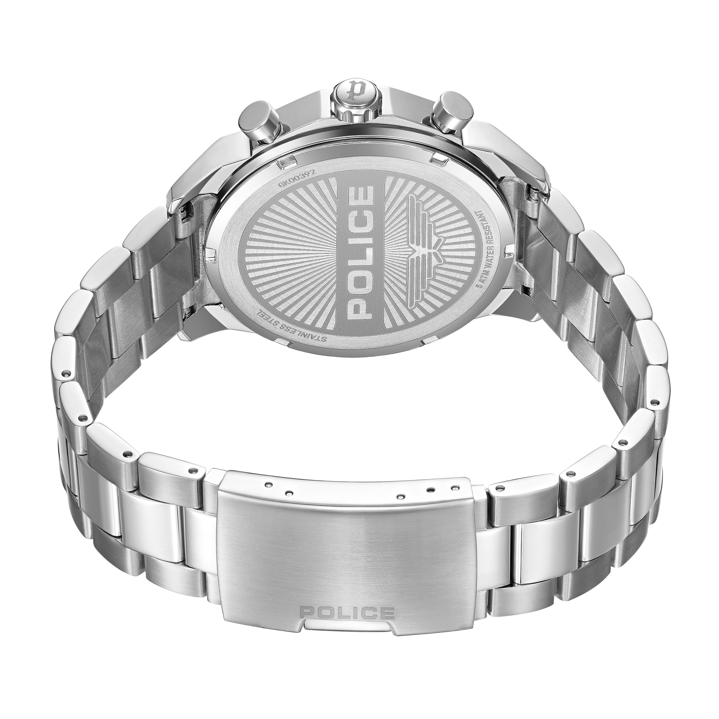 Police Men’s Dual Time Blue Dial Stainless Steel Bracelet Watch