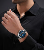 Police Men’s Dual Time Blue Dial Stainless Steel Bracelet Watch