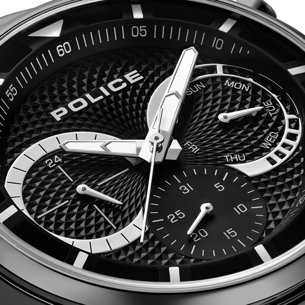 Police Men’s Gunmetal Black Dial Multifunction Bracelet Watch
