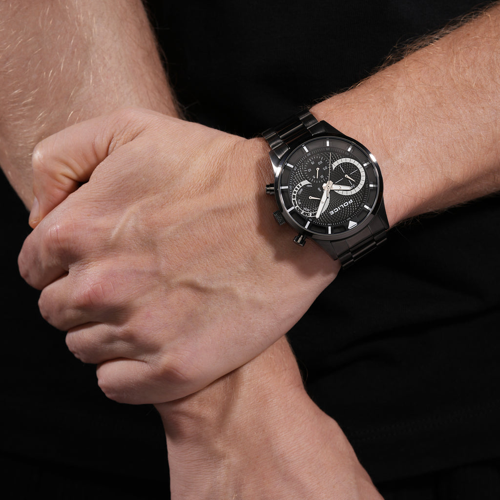 Police Men’s Gunmetal Black Dial Multifunction Bracelet Watch