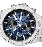 Police Stainless Steel Chronograph Watch Black to Blue Dial Steel Bracelet