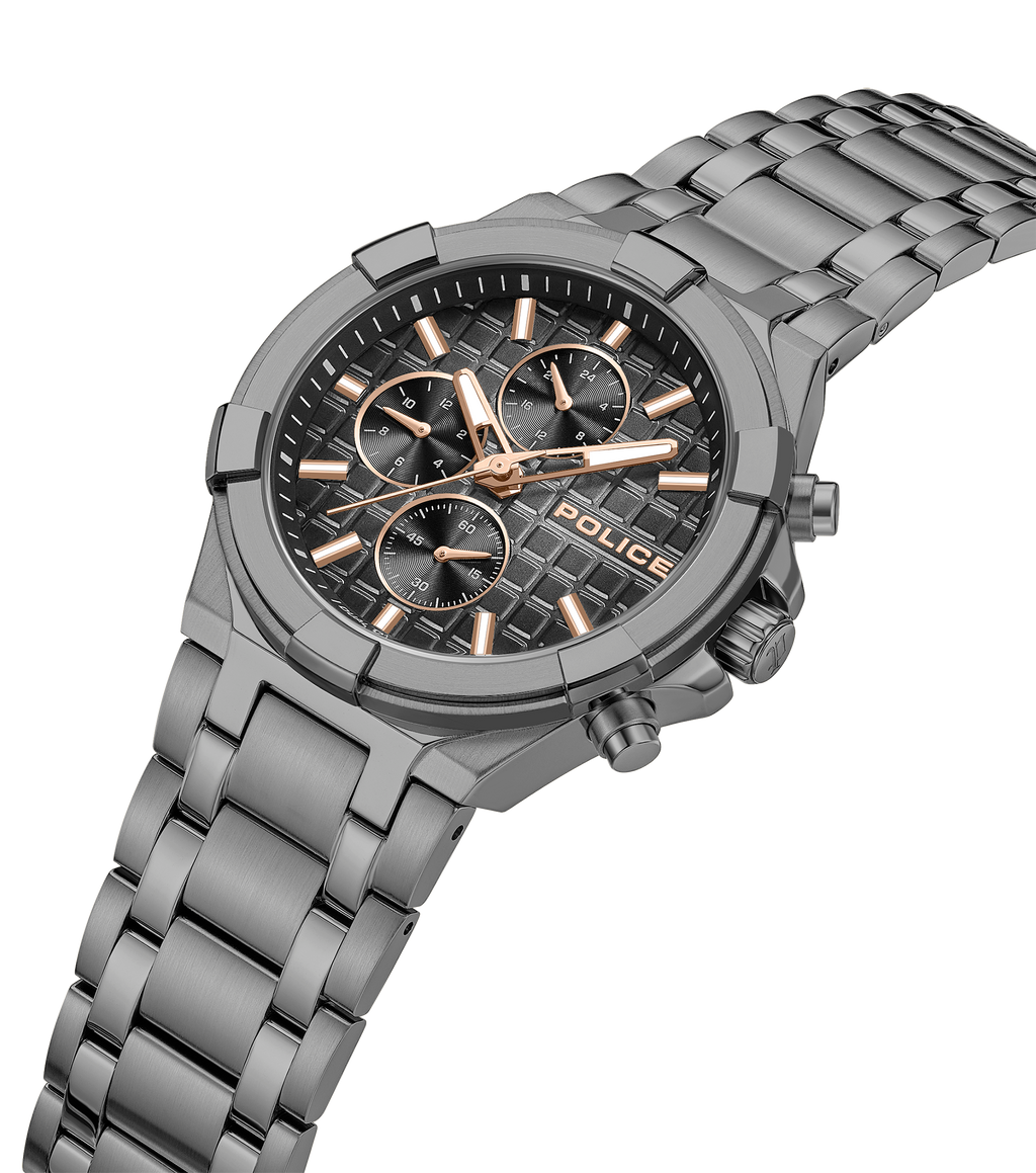Police Gun Case, Black To Charcoal Dial Watch