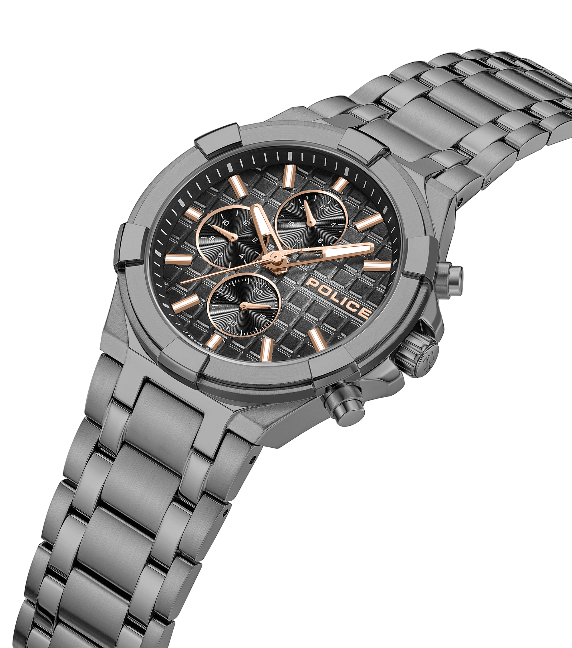 Police Gun Case, Black To Charcoal Dial Watch