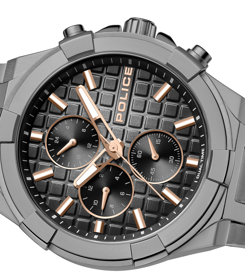 Police Gun Case, Black To Charcoal Dial Watch
