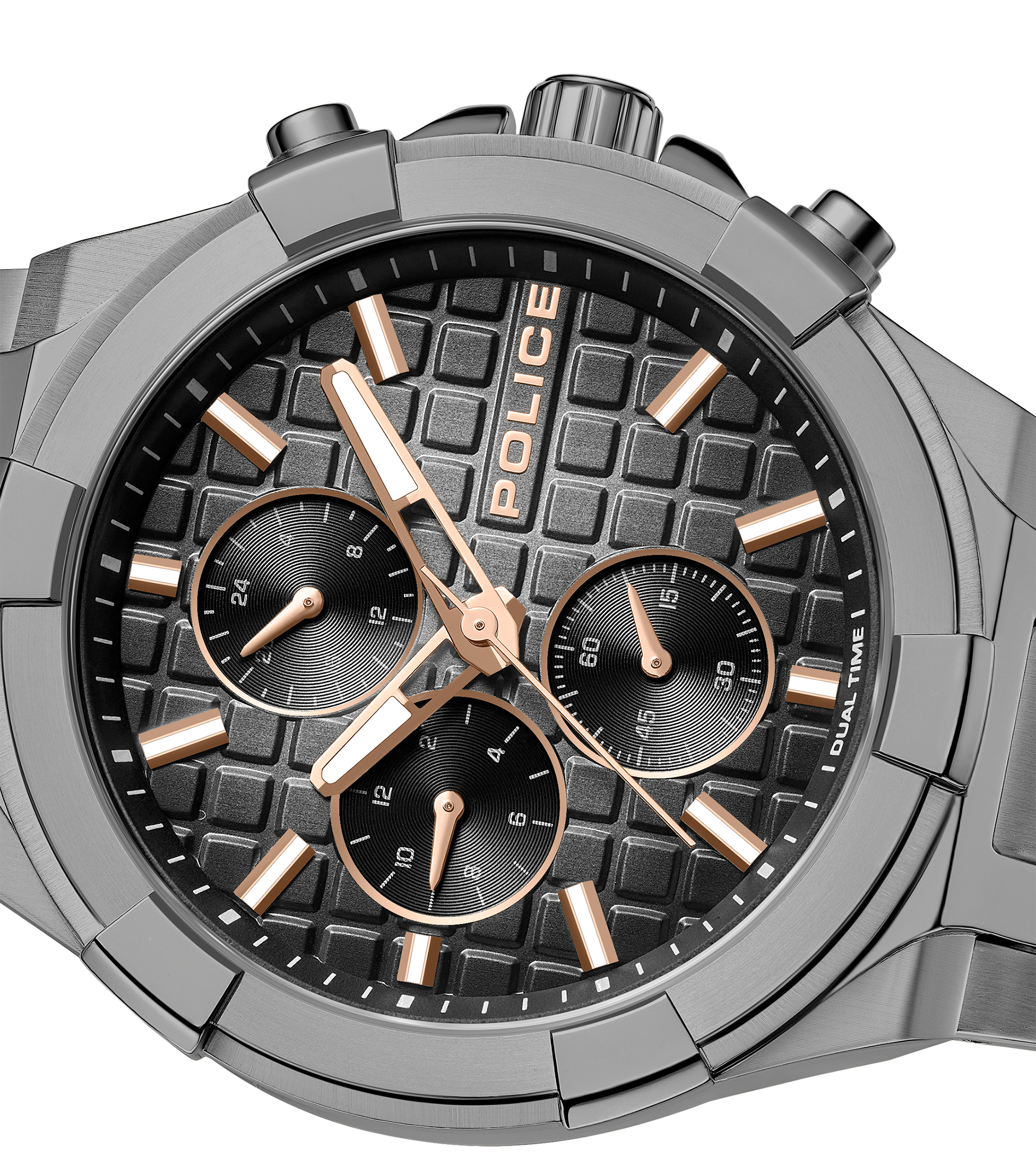 Police Gun Case, Black To Charcoal Dial Watch
