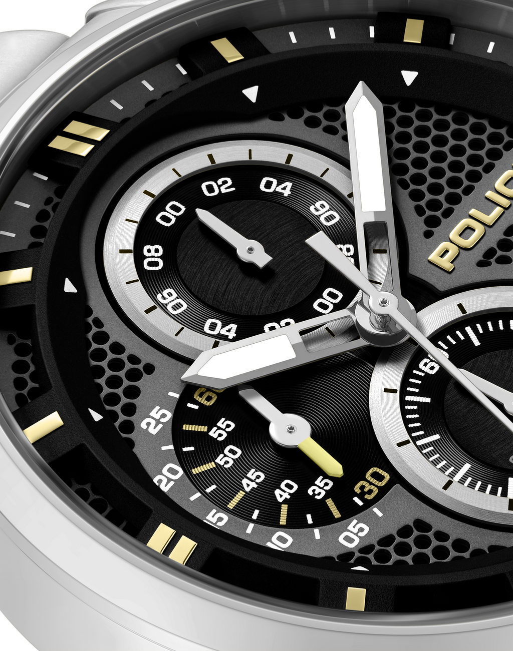 Police Stainless Steel Chronograph Watch Black Dial Steel Bracelet