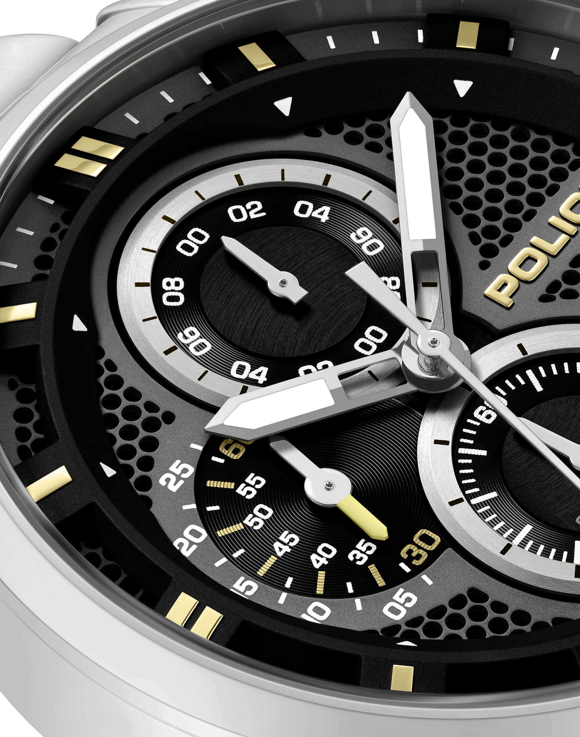 Police Stainless Steel Chronograph Watch Black Dial Steel Bracelet