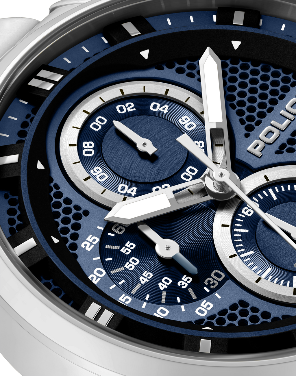 Police Stainless Steel Chronograph Watch Blue Dial Steel Bracelet