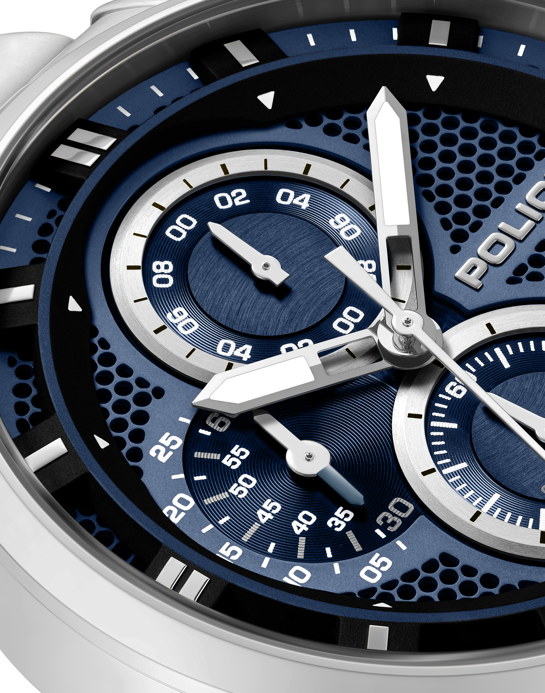 Police Stainless Steel Chronograph Watch Blue Dial Steel Bracelet