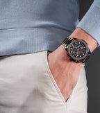 Police Men’s Gunmetal Black Dial Chronograph Bracelet Watch