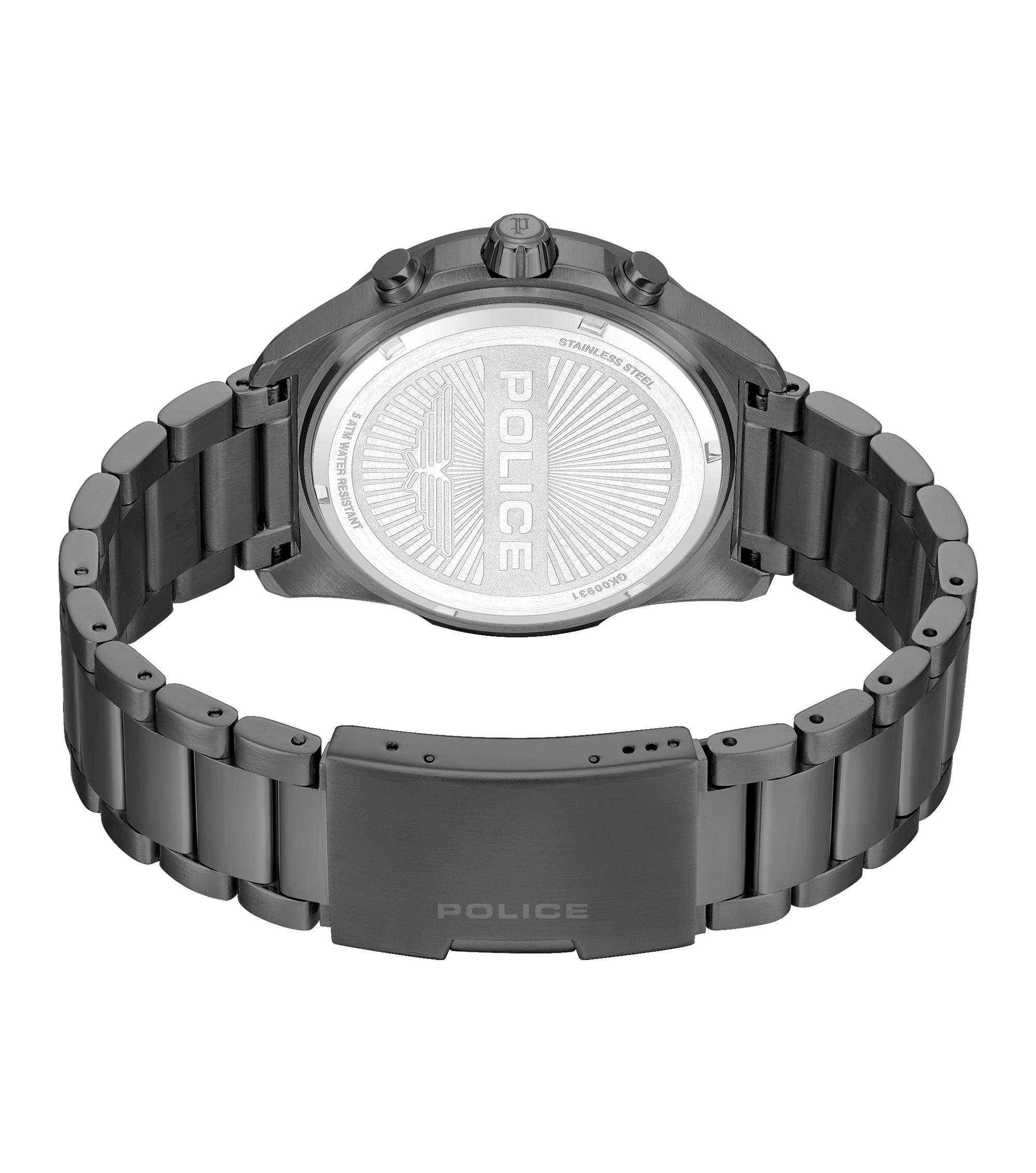 Police Men’s Gunmetal Black Dial Chronograph Bracelet Watch