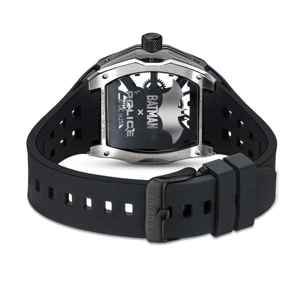 Police Batman Limited Edition Men’s Black Skeleton Dial Silicone Watch