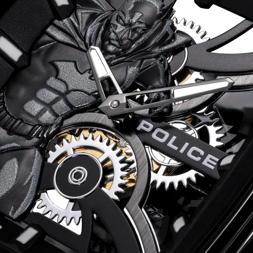 Police Batman Limited Edition Men’s Black Skeleton Dial Silicone Watch