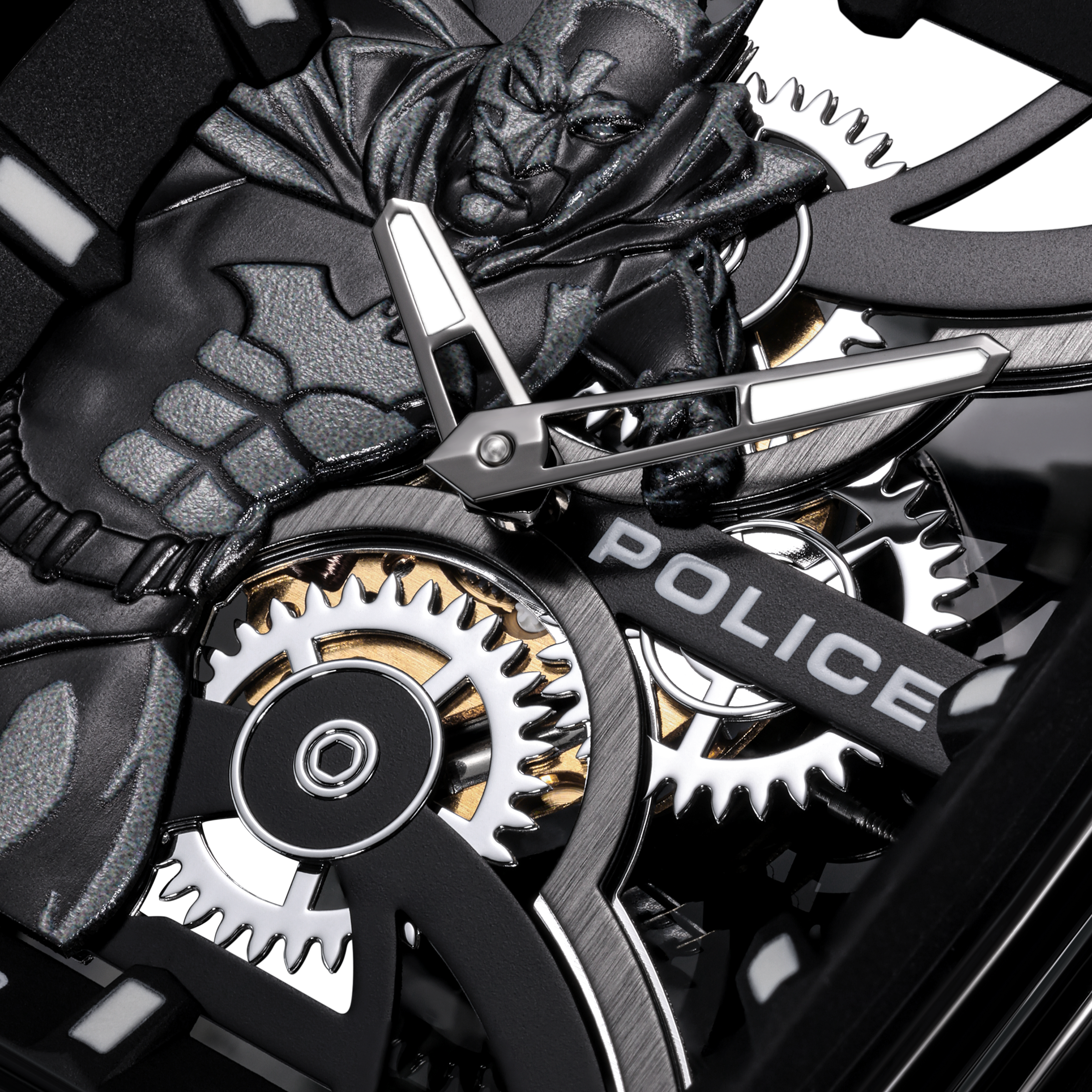 Police Batman Limited Edition Men’s Black Skeleton Dial Silicone Watch