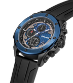 Police Black & Blue Case Watch with Black & Blue Dial and Silicone Strap Set