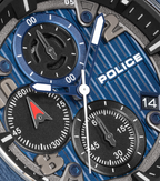 Police Black & Blue Case Watch with Black & Blue Dial and Silicone Strap Set