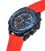 Police Black & Blue Case Watch with Black & Blue Dial and Silicone Strap Set