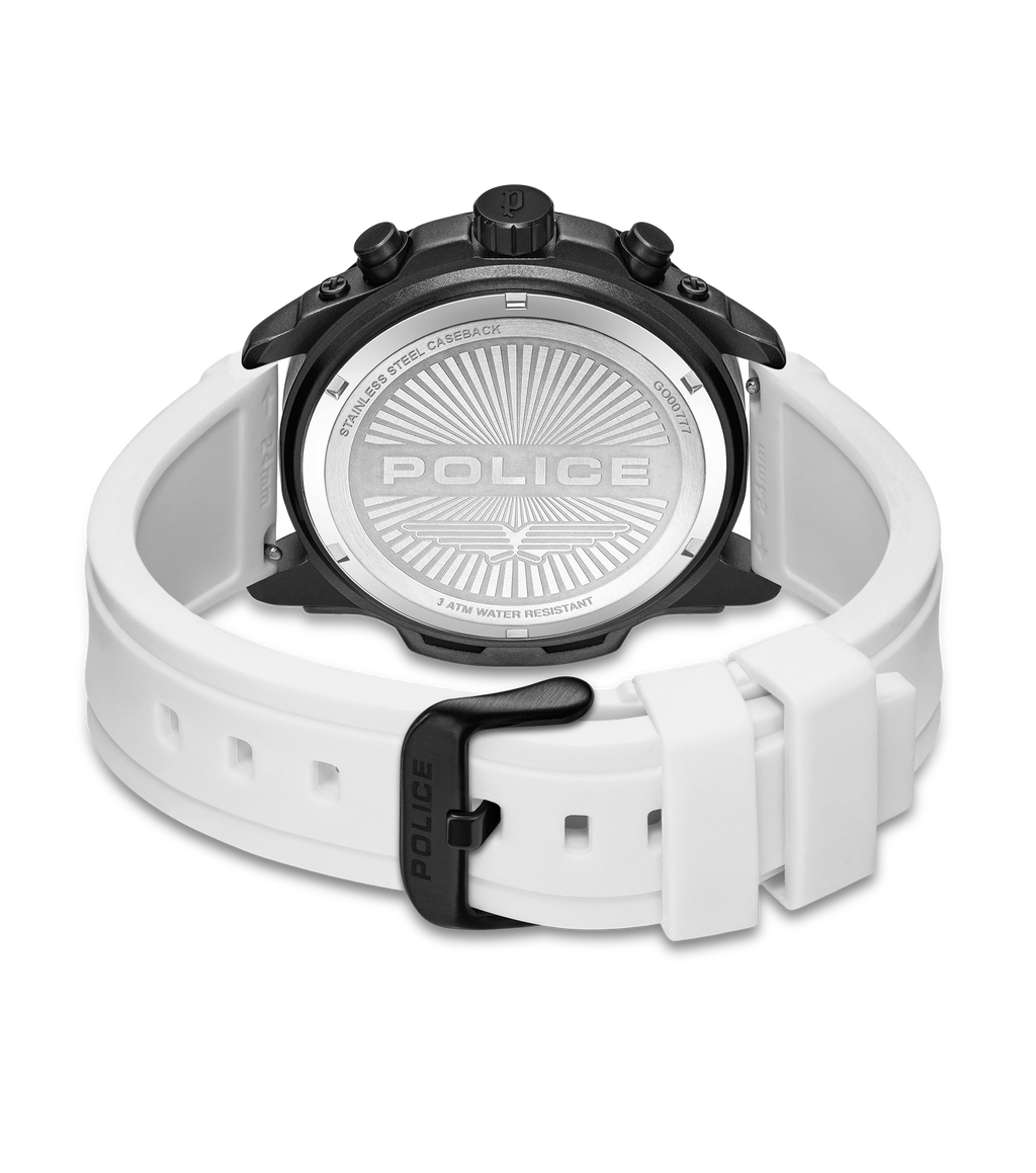 Police Black & Blue Case Watch with Black & Blue Dial and Silicone Strap Set