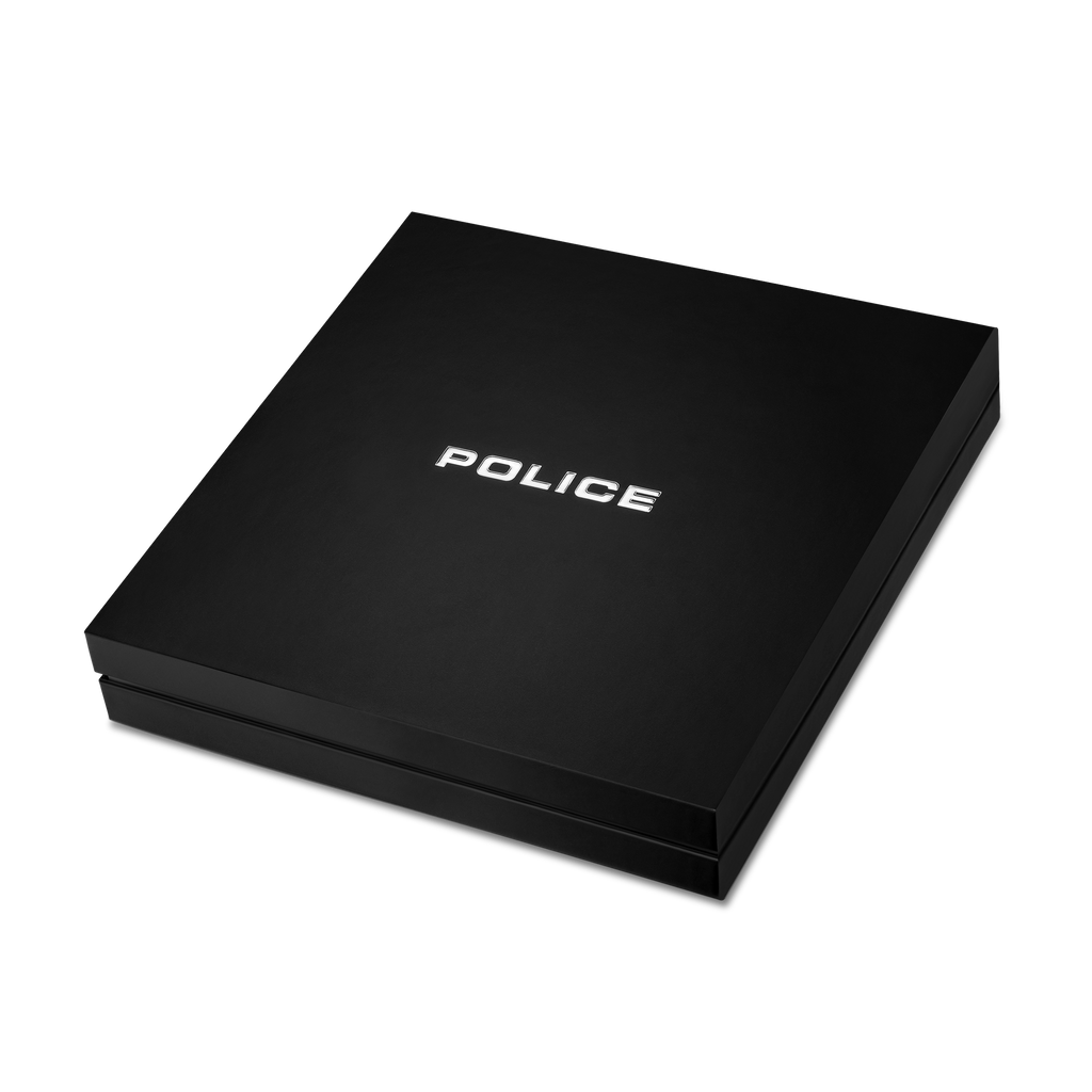 Police Black & Blue Case Watch with Black & Blue Dial and Silicone Strap Set
