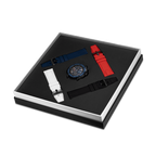 Police Black & Blue Case Watch with Black & Blue Dial and Silicone Strap Set