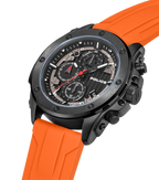 Police Gunmetal & Black Case Watch with Black Dial and Silicone Strap Set