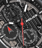 Police Gunmetal & Black Case Watch with Black Dial and Silicone Strap Set