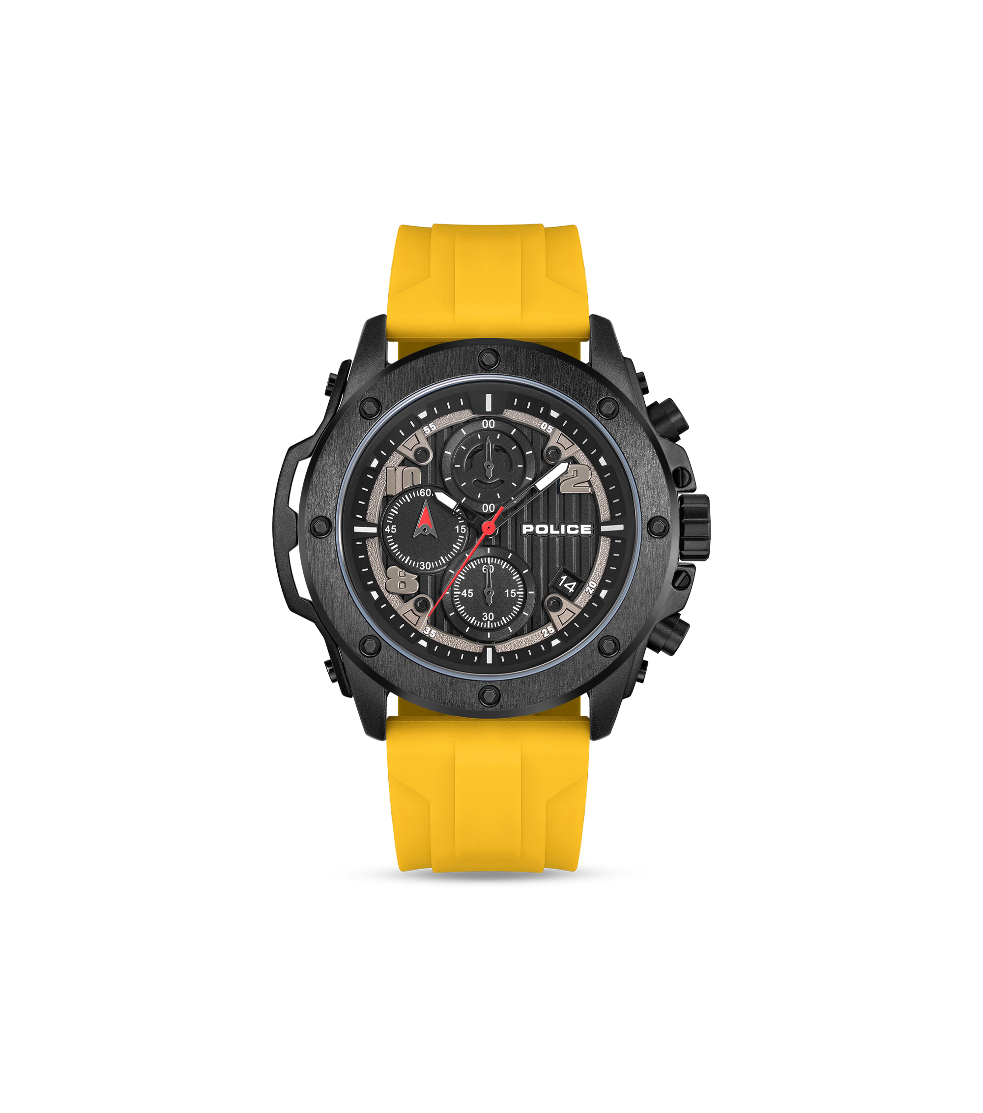 Police Gunmetal & Black Case Watch with Black Dial and Silicone Strap Set