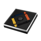 Police Gunmetal & Black Case Watch with Black Dial and Silicone Strap Set