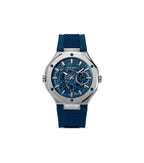 Police Dual Men's IP Black & Silver Case Black & Blue Silicone Strap Watch