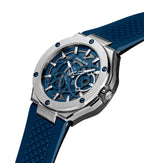 Police Dual Men's IP Black & Silver Case Black & Blue Silicone Strap Watch