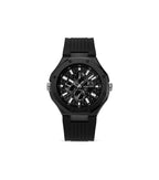 Police Dual Men's IP Black & Silver Case Black & Blue Silicone Strap Watch