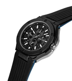 Police Dual Men's IP Black & Silver Case Black & Blue Silicone Strap Watch