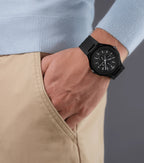 Police Dual Men's IP Black & Silver Case Black & Blue Silicone Strap Watch